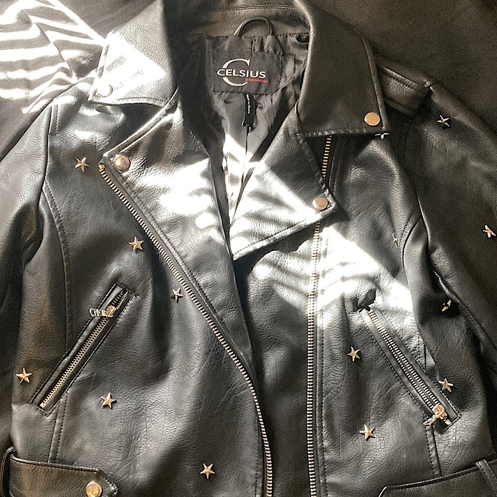 This is a Celsius premium rockstar leather jacket. Size medium.